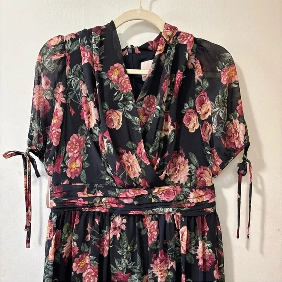 Gal Meets Glam Ashlyn Chiffon Dress Floral Maxi Fit & Flare Size 8 P Petite - Picture 4 of 8
